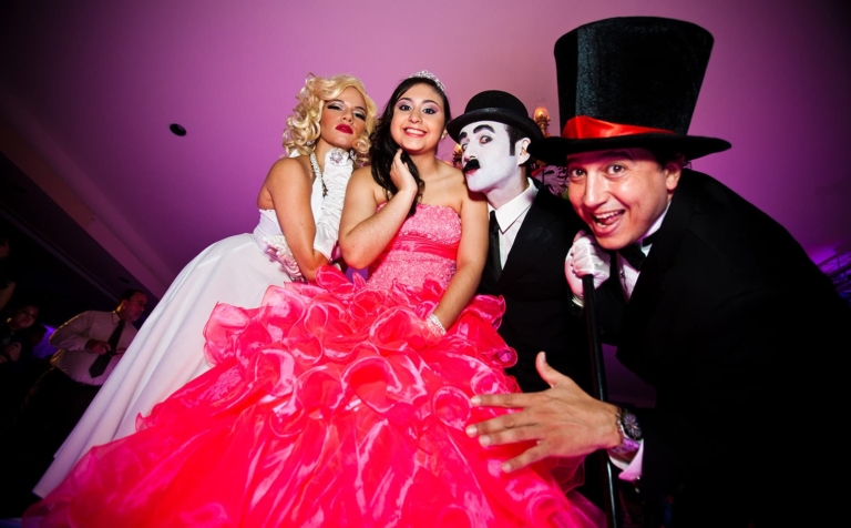 Quinceanera's party with characters at Terra Campestre