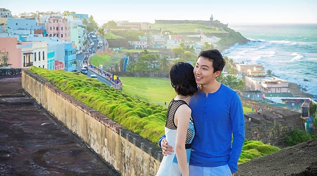 Chinese couple at St. Cristobal Castle in Old San Juan
