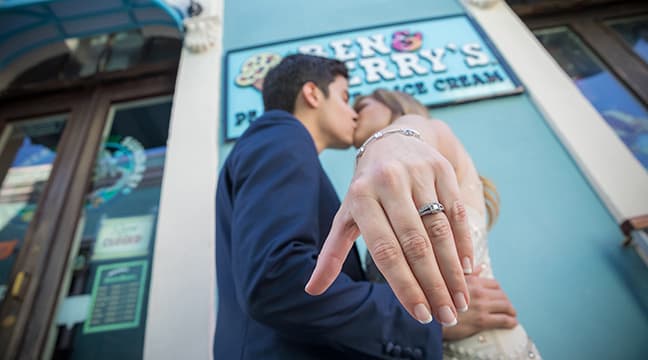 Engagement session at Ben & Jerry's in Old San Juan, Puerto Rico