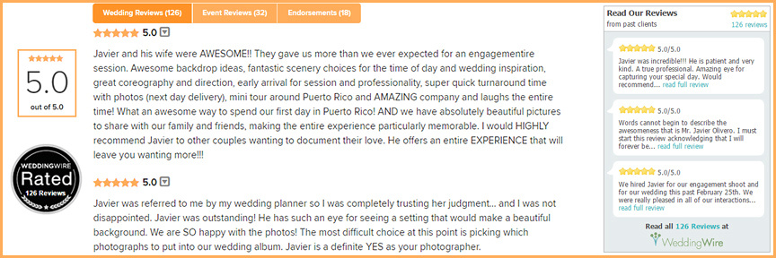 Weddingwire Reviews are the backbone on every photographer