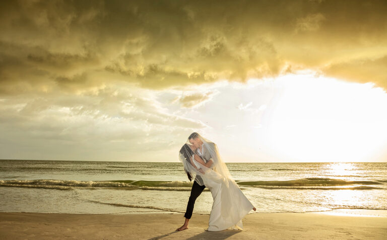 Wedding kiss at Tampa Clear Water