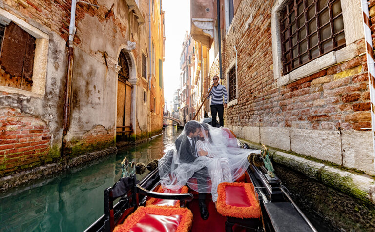 Venice Canal Kiss in a Gondola
