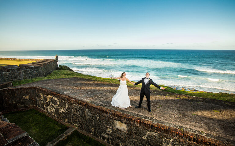 Wedding San Cristobal Castle with ocean view in Old San Juan Puerto Rico