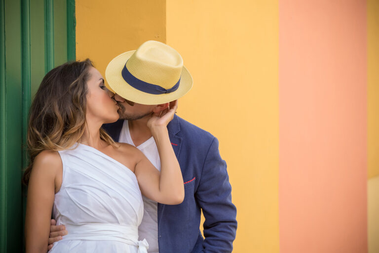 Couple Kissing in Old San Juan streets