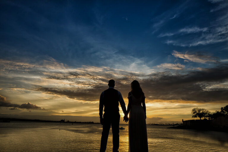 Couple during sunset at San Juan Bay, Puerto Rico